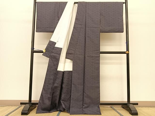 平和屋着物●上質なお召 縞