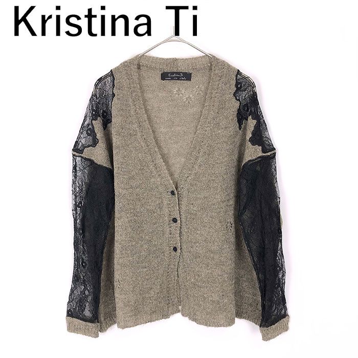 クリスティーナ ティ Kristina Ti レース切り替えカーディガン 薄手