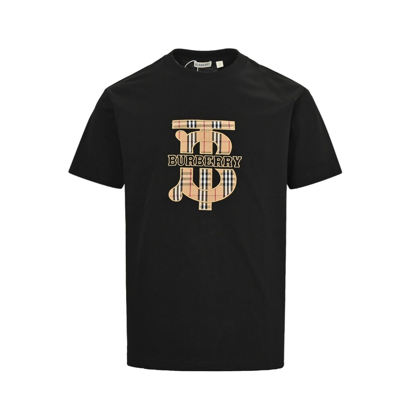 BURBERRY☆25SS スリーブチェック Tシャツ LADIES チェック スリーブ コットンTシャツ (ブラック) - ウィメンズ