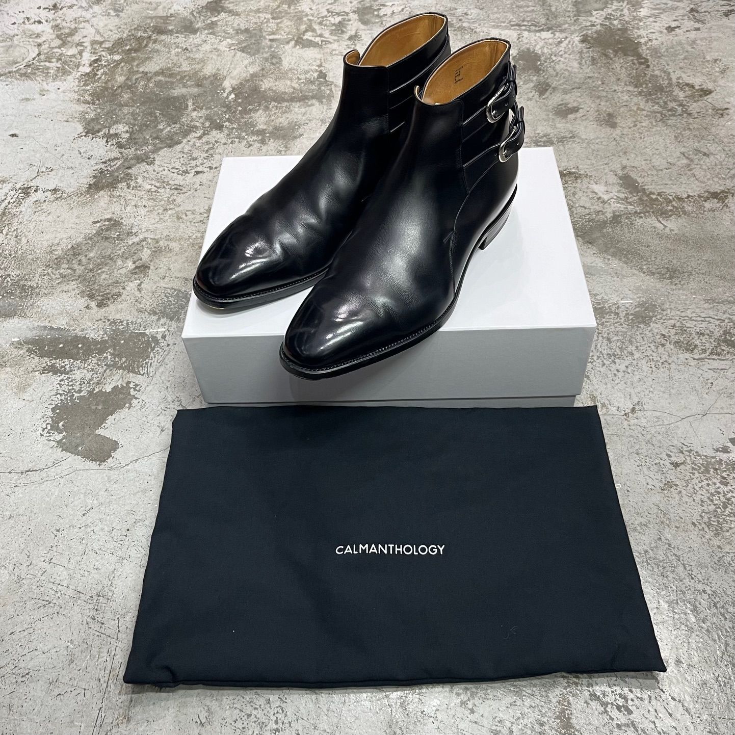 定価140800円 CALMANTHOLOGY A6078 LIP BOOTS リップ ブーツ ダブルストラップ レザー ショートブーツ 革靴  カルマンソロジー ブラック UK9 75811A3 - メルカリ