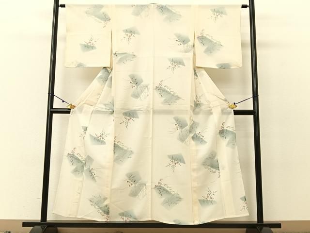 夏物◆夏着物◆美品◆ジョーゼットの可愛い小紋◆裄63肩丈156.5 新品 単衣 雪輪 桜 夏着物“雪輪の小紋に桜を散らし涼を楽しむ夏