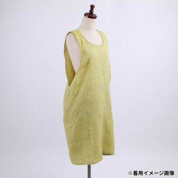 志成販売 フルエプロン リネン リリーフ ヘリンボーン マスタード