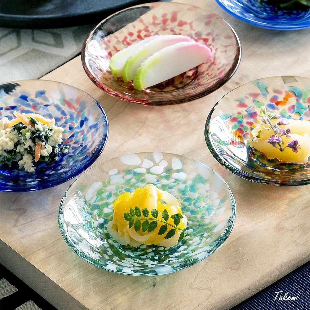 ガラスの皿 4枚 津軽びいどろ 色色 豆皿 4枚セット 彩あわせ 日本