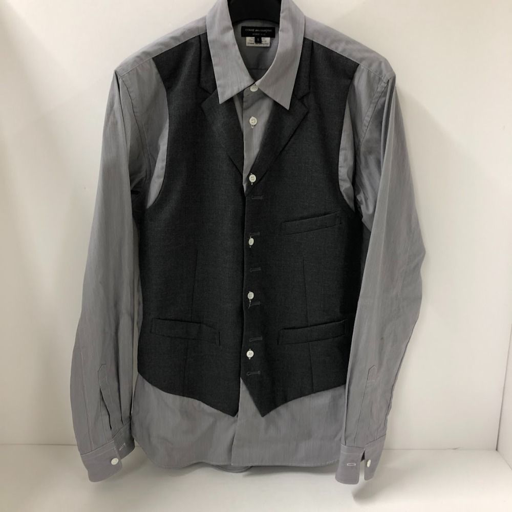 コムデギャルソンオムプリュス　異素材切り替え　ドッキング　ストライプシャツ COMME des GARCONS HOMME PLUS - コムデギャルソン オム