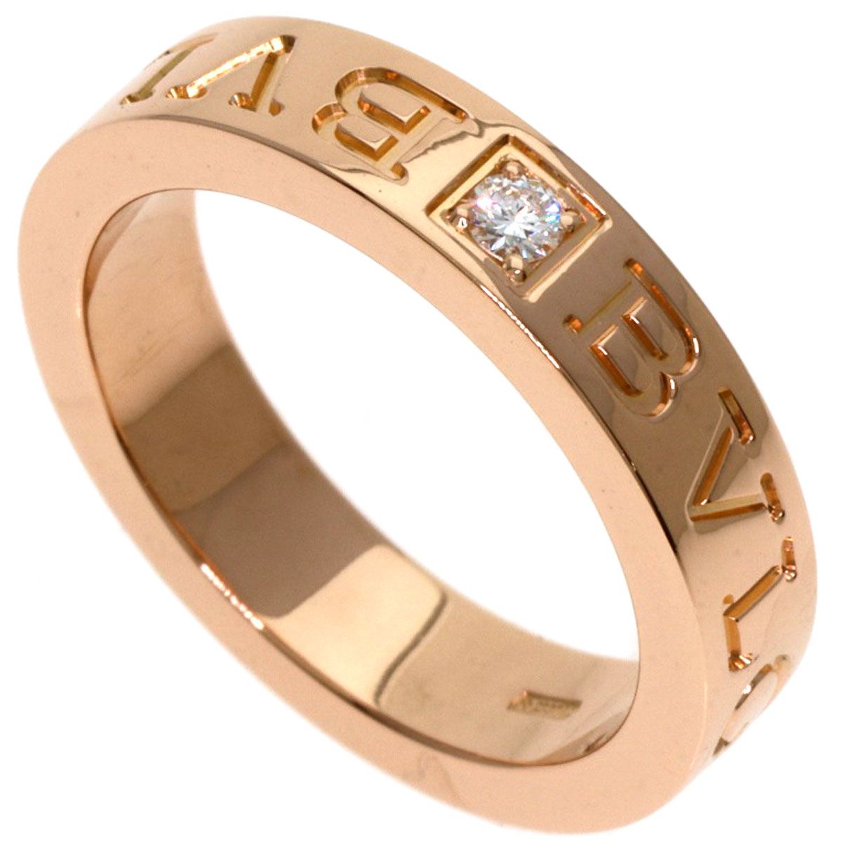 美品 BVLGARI ブルガリ K18PG リングダイヤモンド 約8号 BVLGARI 【ブルガリ】K18PGブラックオニキス ダイヤモンドリング