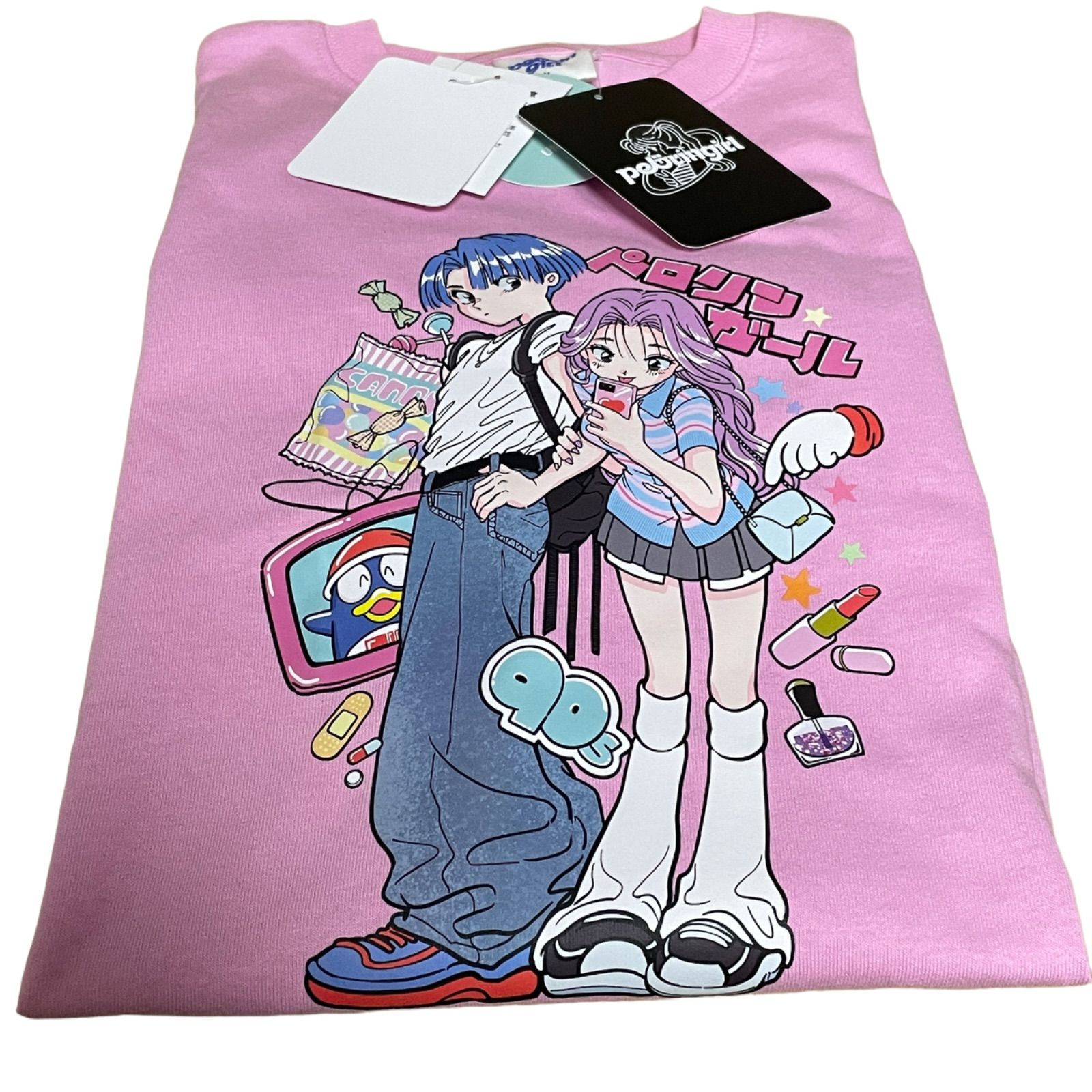 新品】タグ付き 佐藤なつみ ペロリンガール 半袖Tシャツ 男女