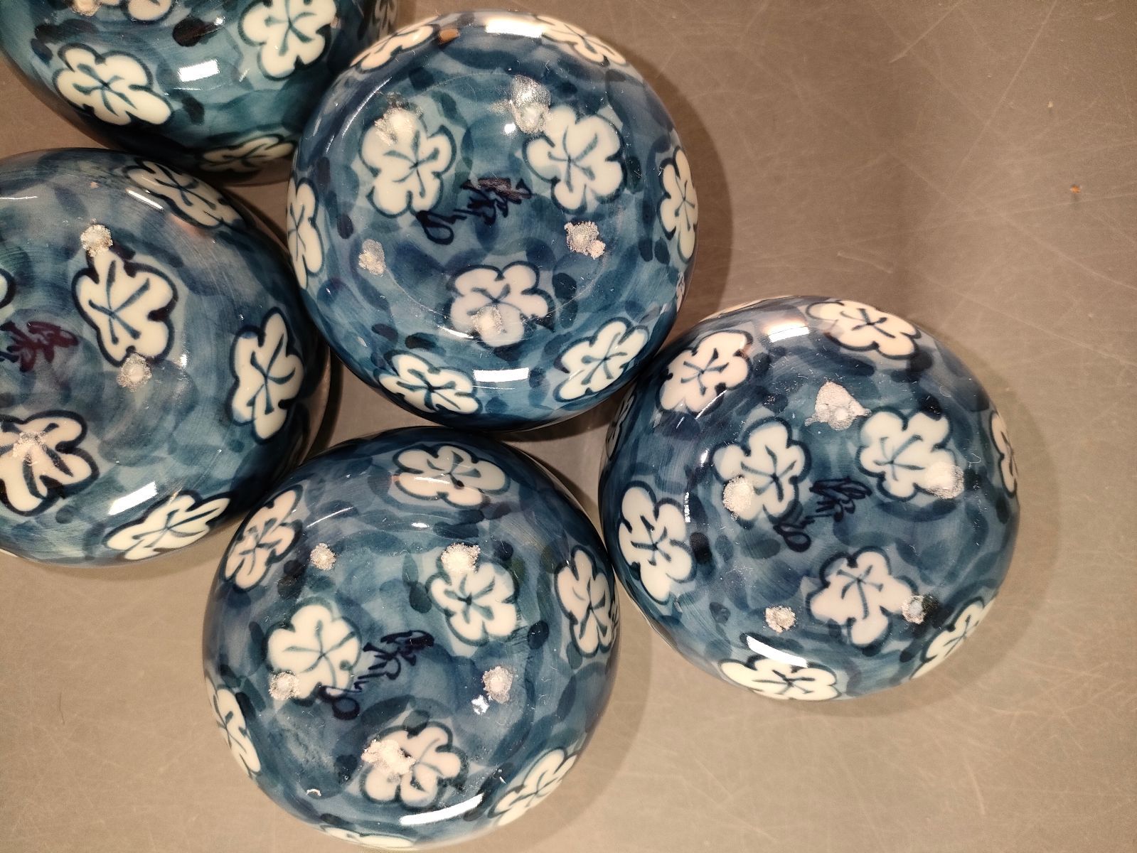 S4-1/有田焼/舘林源右衛門窯/古染風梅紋茶器/湯呑/急須/ オンライン