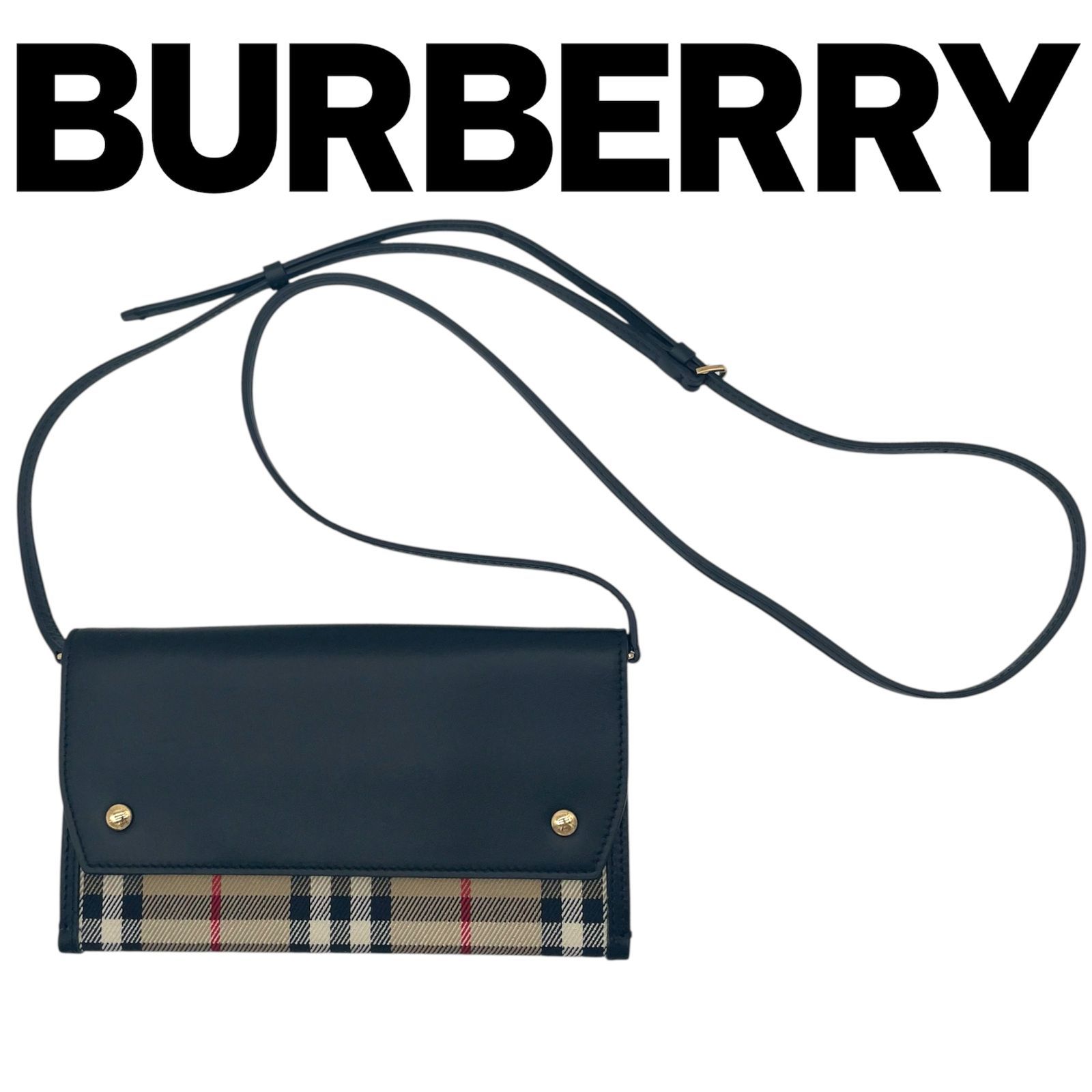BURBERRY　バーバリー　ショルダーウォレット　ショルダーバッグ　フォーンポケット　ノバチェック　アーカイブベージュ　レザー　ヴィンテージチェック
