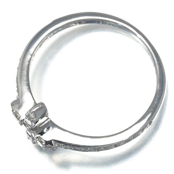 ダイヤ ダイヤモンド 0.18ct フラワー クロス リング K18WG #166231  