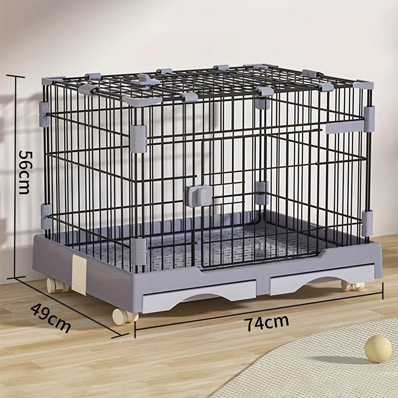 74×49×56cm コンパクト キャットケージ ウサギケージ 犬ケージ 小動物向け キャスター 付き トイレトレー付 猫ケージ ペットゲージ 天窓