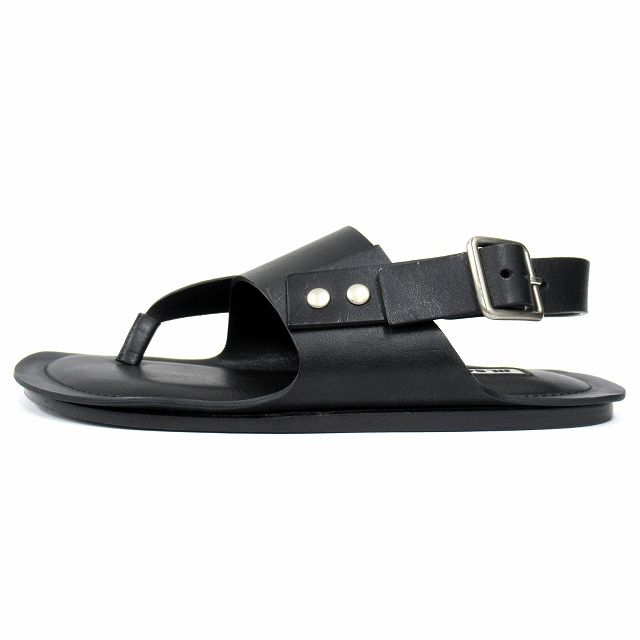 ジルサンダー JIL SANDER レザー フラット トング ストラップ サンダル シューズ 靴 サイズ40 約26cm 黒 ブラック メンズ 11