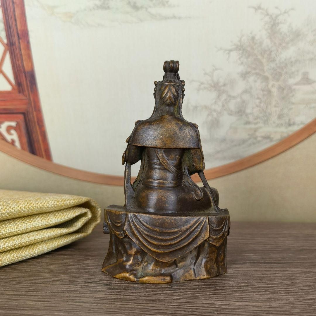 自在観音 置物 銅器 観音菩薩仏像 書道具 文房具装飾品 工芸品 美術品 銅器 細工 自在持経観音菩薩仏像 彫刻 開運 風水 工芸品 美術品 置物