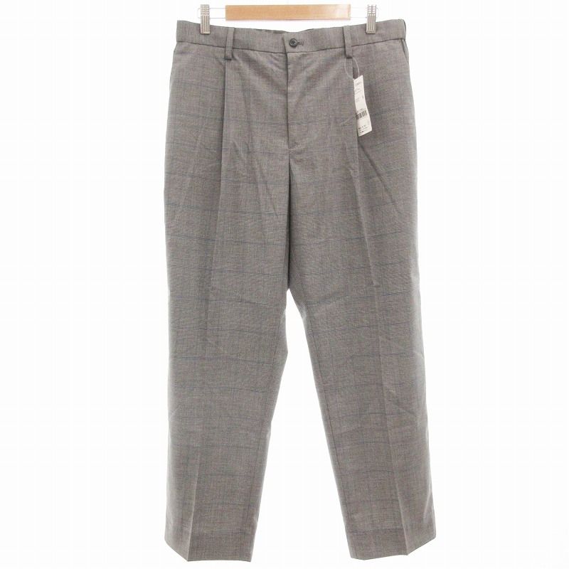 グローバルワーク GLOBAL WORK タグ付き ワイドパンツ スラックス センタープレス チェック柄 L グレー /UO 1114 STK