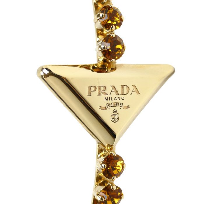 PRADA プラダ 真鍮 人工クリスタル トライアングルロゴ