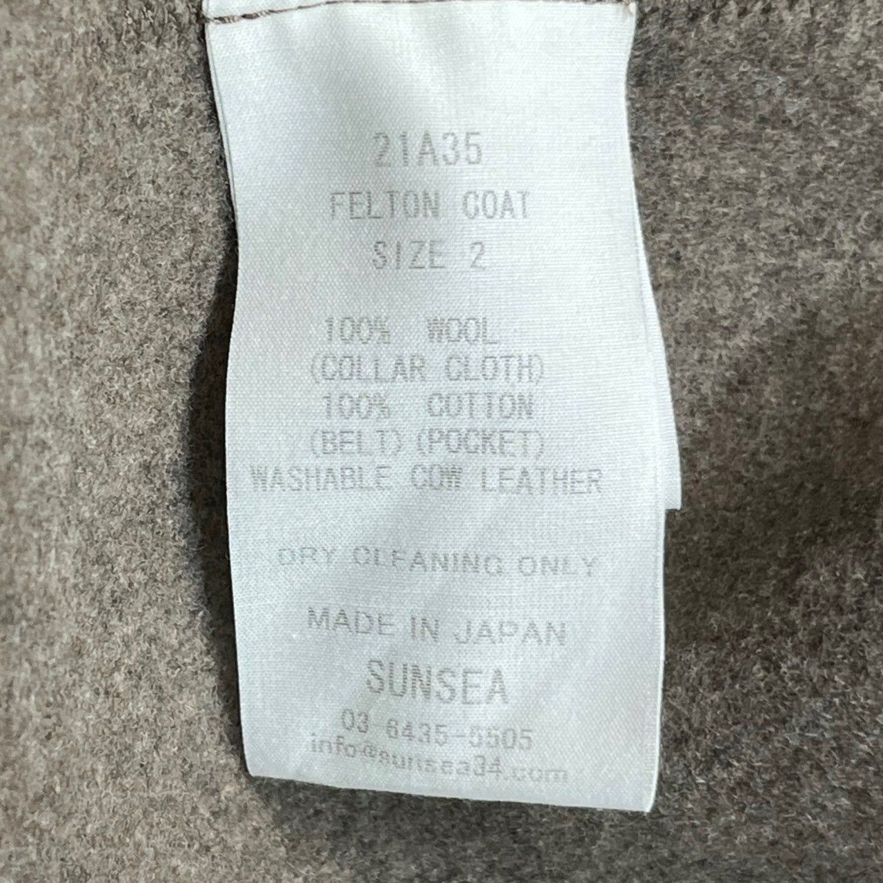 SUNSEA 21AW FELTON COAT size 2