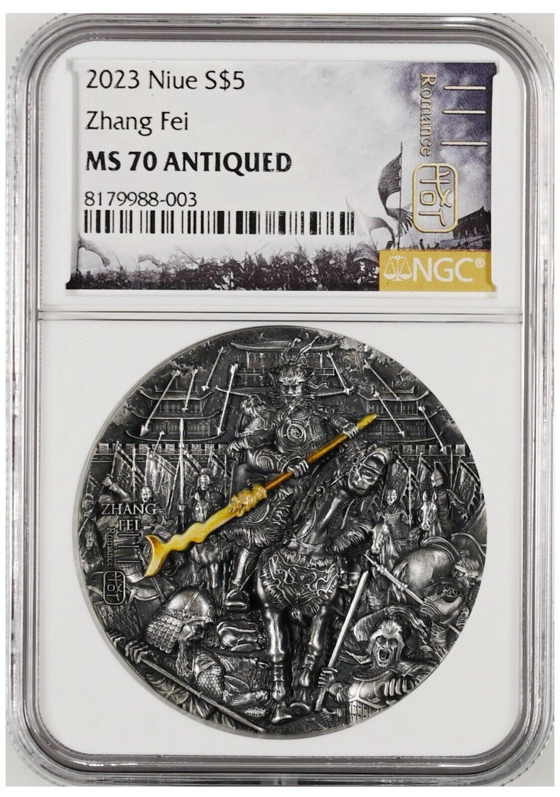 NGC MS70 ZHANG FEI The Three Kingdoms Romance 2Oz Silver Coin 5$ Niue 2025