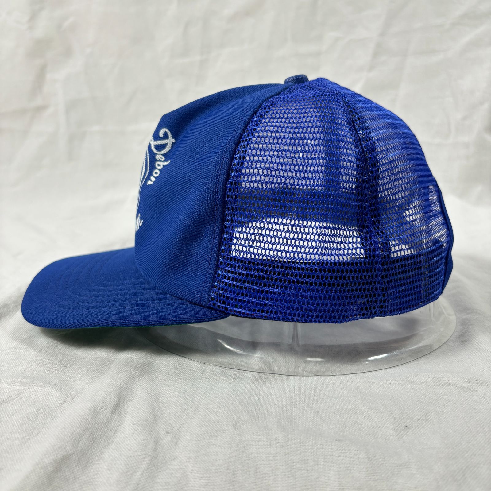 新品 90s USA製 New Era 企業物プリント メッシュキャップ 紺赤系 90s 企業 メッシュキャップ 新品 90s USA製 New Era 企業物 プリント