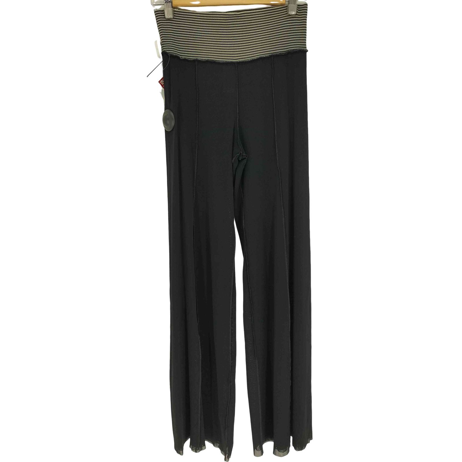 ジャンポールゴルチエフェム Jean Paul GAULTIER FEMME ボーダー リブ 切替 インサイドアウト センターシーム シアー パワーネット フ パンツ レディース 40