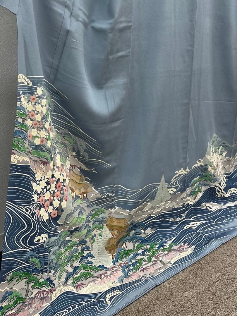 加賀友禅 吉川久仁 落款入 訪問着 一つ紋 茶屋辻調 流水 正絹 加賀友禅 吉川久仁 落款入 訪問着 一つ紋 茶屋辻調 流水 正絹