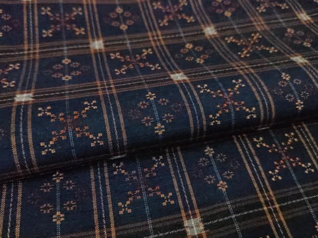 平和屋本店□極上 本場琉球 読谷山花織 紬地 草木染 知花トミ作 証紙
