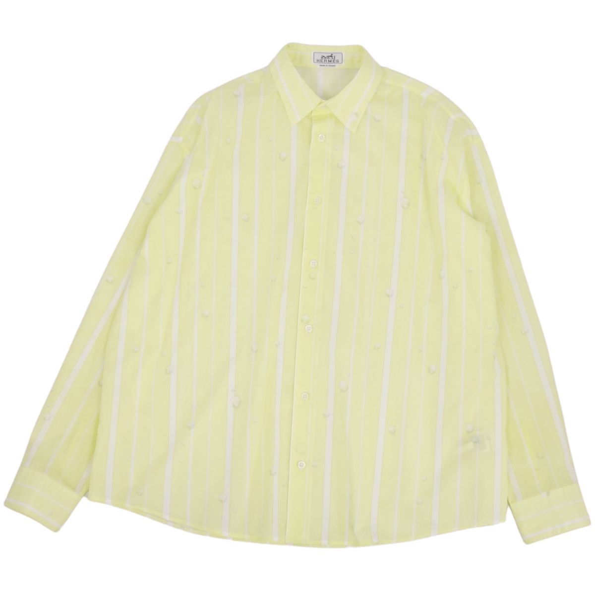 美品 エルメス HERMES シャツ 23SS ロングスリーブ 長袖 ストライプ
