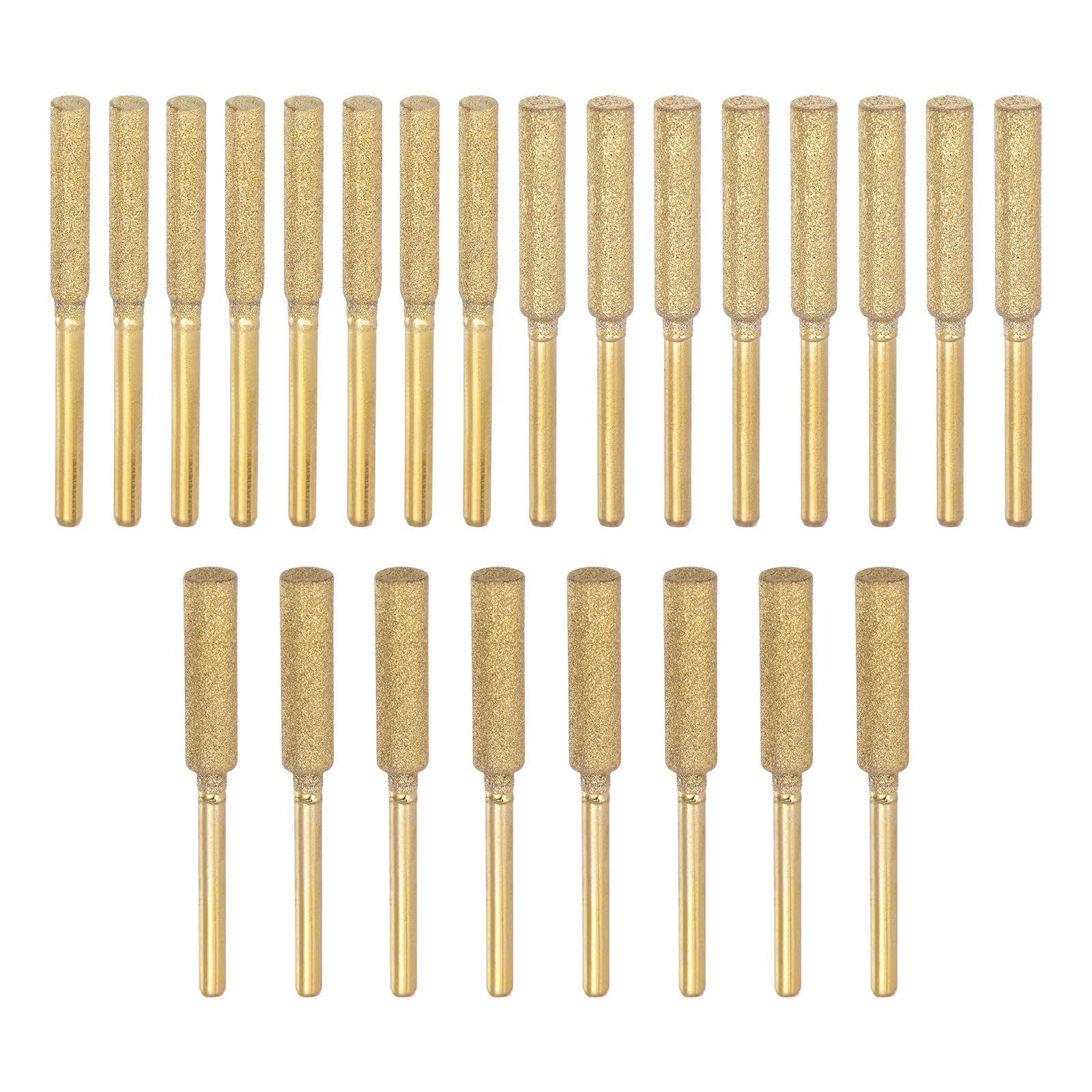 uxcell ダイヤモンドチェーンソー研磨ビット シリンダーヘッド チタンメッキ 電動チェーンソーグラインダー 4 mm 4.8 mm 5.5 mm 24個