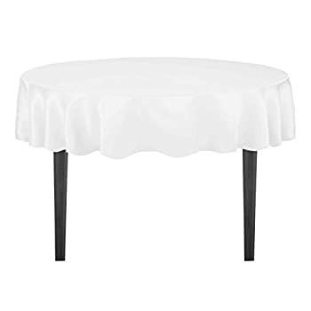 LinenTablecloth 70-inchラウンドサテンテーブルクロスホワイト