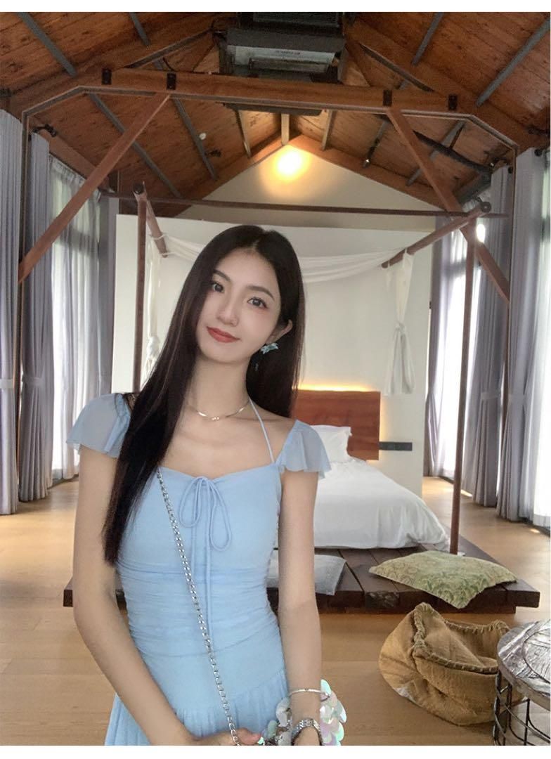 春のスクエアネックスカートモテ服ロングワンピ上品セクシー高見えアイテム