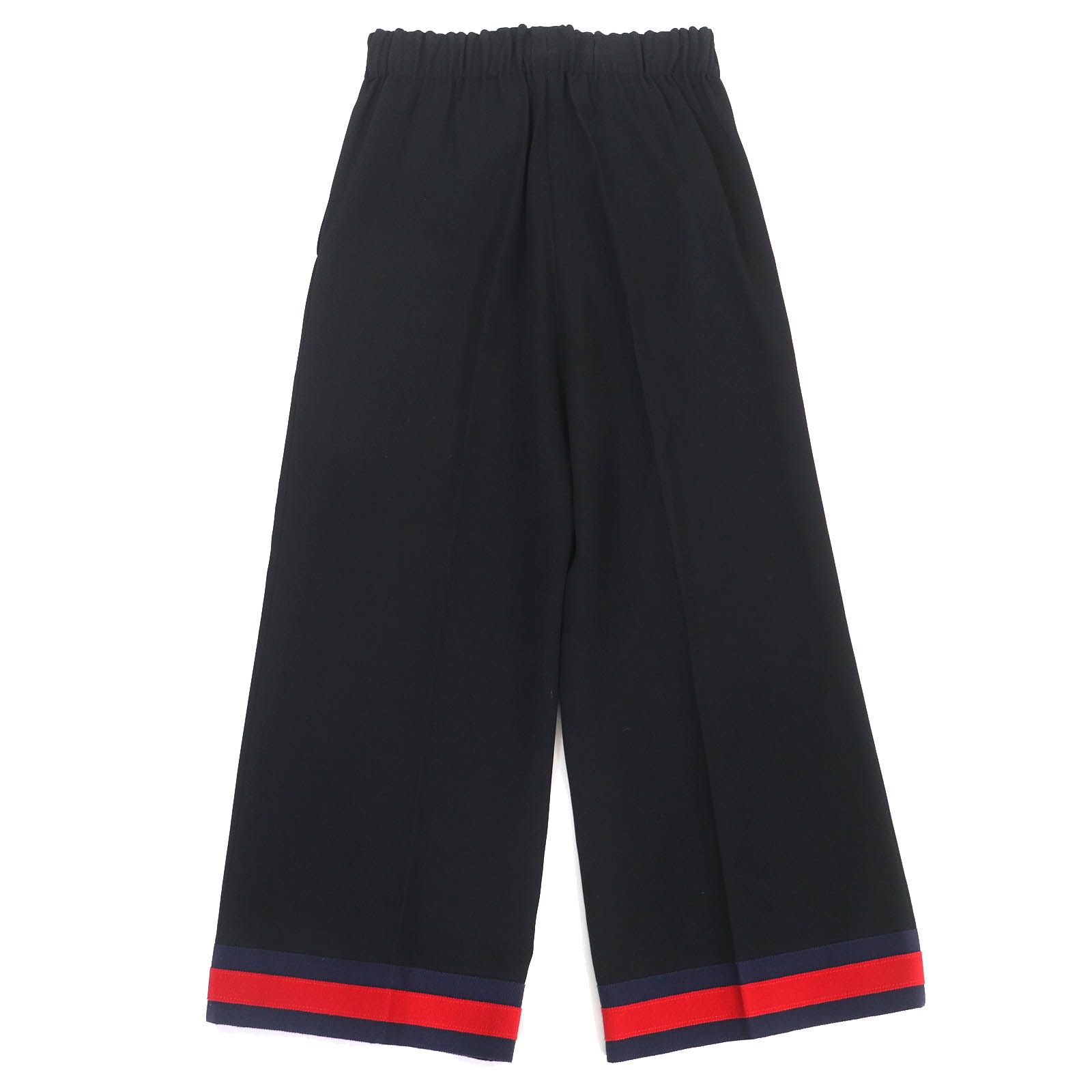 GUCCI グッチ 577607 ウェブライン センタープレス クロップド ワイドパンツ フ パンツ ブラック 36 ハンガー ガーメント付き イタリア製 レディース