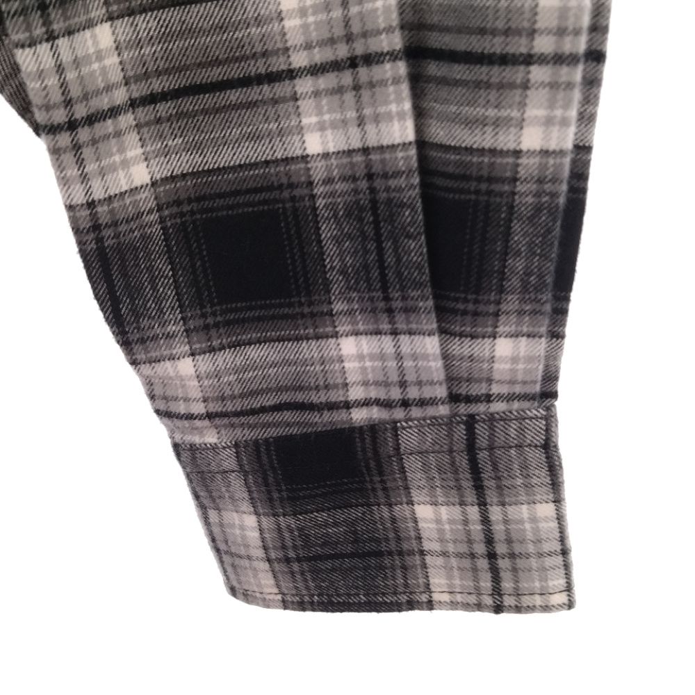 WIND AND SEA ウィンダンシー ×Hysteric Glamour 3rd CHECK SHIRT ヒステリックグラマーコラボ ロゴワッペン 長袖チェックシャツ ブラック/グレー WDS-HYS-3-04 WIND AND SEA (ウィンダンシー) ×Hysteric Glamour 3rd CHECK SHIRT
