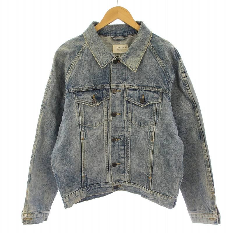 フィアオブゴッド Fear of God FOURTH COLLECTION デニムジャケット ジージャン Gジャン ヴィンテージ加工 ダメージ加工 S インディゴ /DK