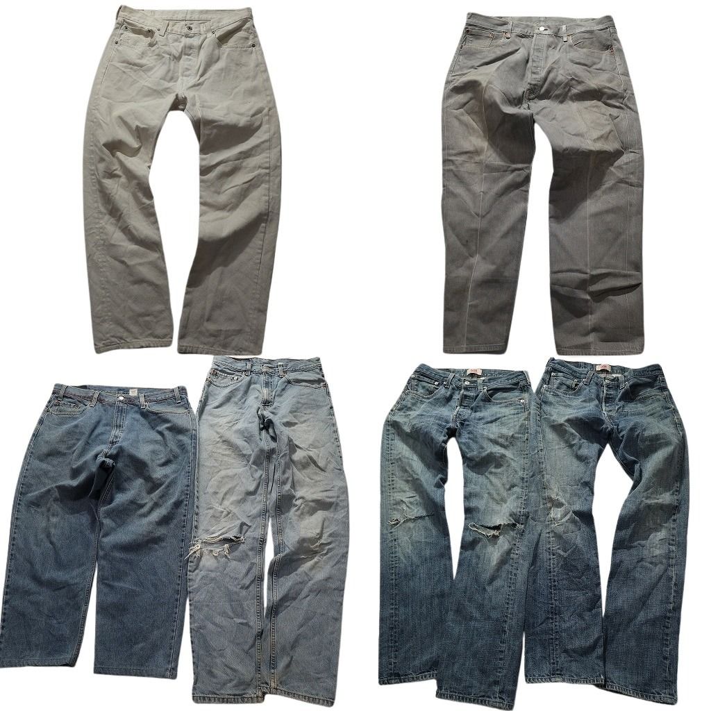 【Ｂ品】古着卸 まとめ売り リーバイス 501・505 紙タグ デニムパンツ 6枚セット (メンズ 42 /32 /40 ) カラー グランジ 中古 古着 MY3520