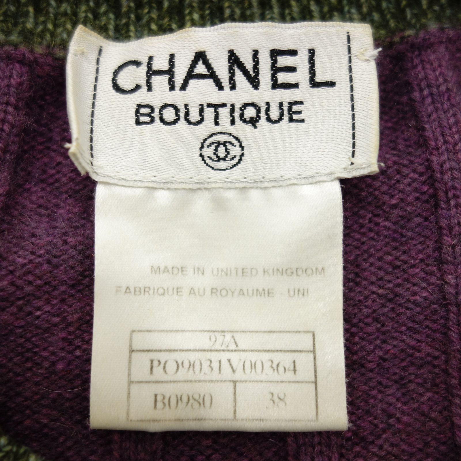 シャネル ニットセーター ココボタン レディース パープル 38【AFB21  