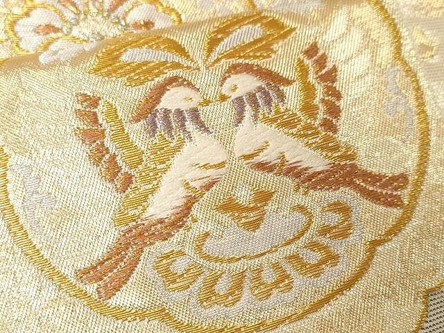 正絹袋帯向かい鳥花唐草 袋帯】正絹/鳥花模様/花唐草/金糸/フォーマル/七五三/入学式
