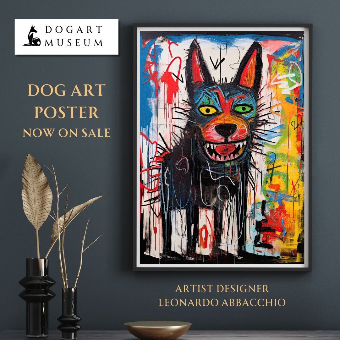 【ストリートドッグ - ジャーマンシェパード犬 No.5】抽象画 現代アートポスター 犬の絵 犬の絵画 犬のイラスト