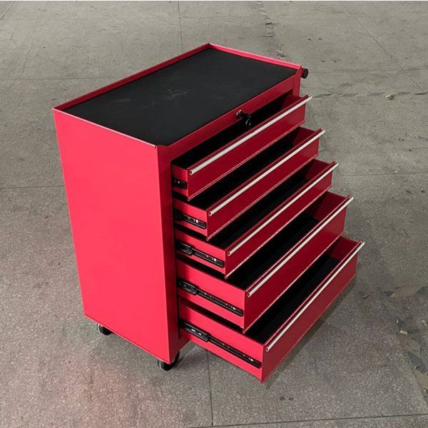 特売 赤 黒選択 5段 ツールボックスキャビネットロック鍵付き ツールボックス ローラー 工具箱 ツールキャビネット 工具収納 ストッパー付きキャスター
