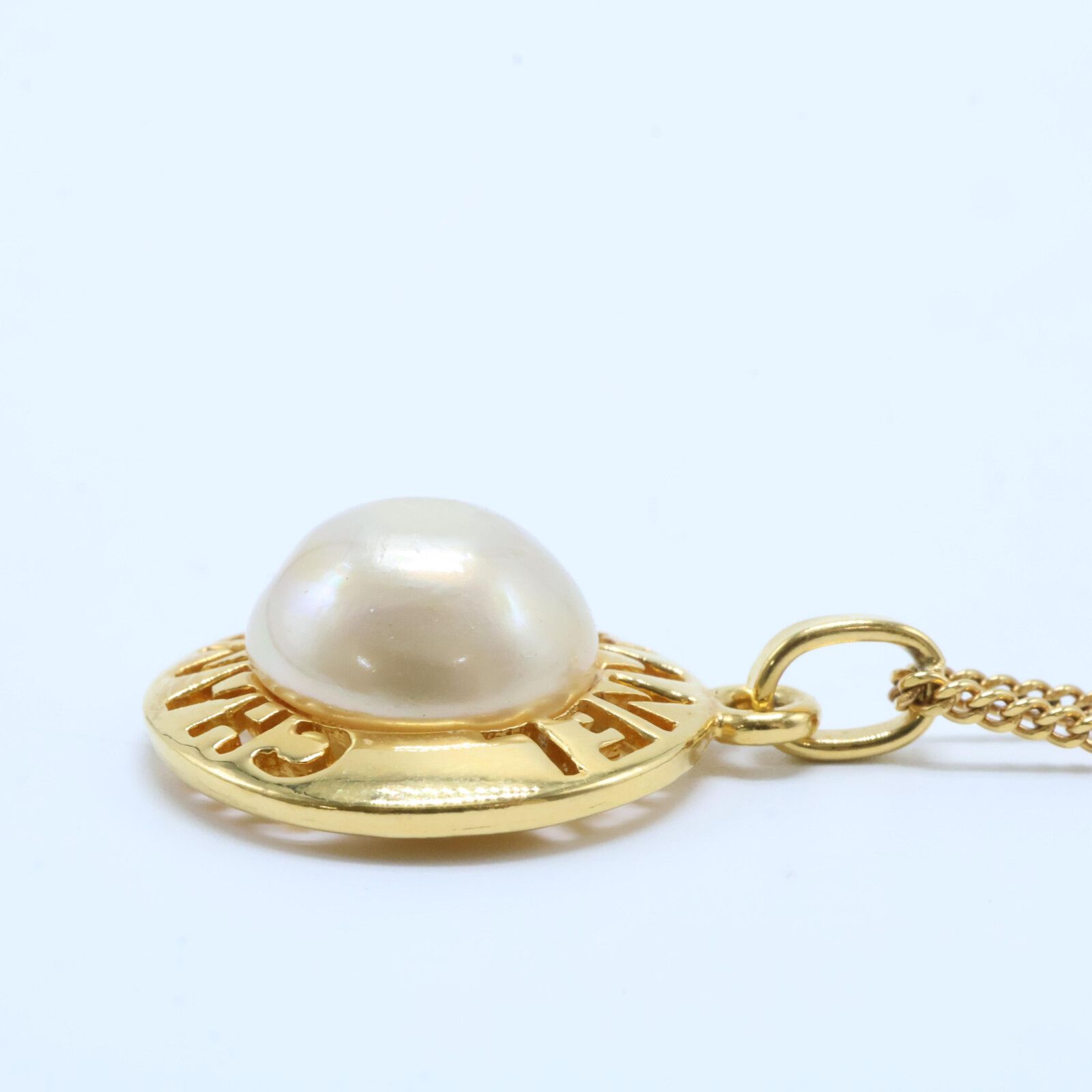 CHANEL シャネル 【美品】3735 イミテーションパール ロゴ トップ  