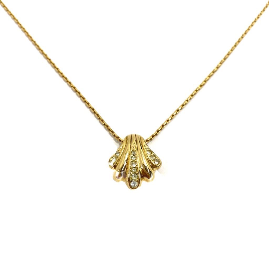 Erupur時計アクセサリー【美品】Dior　ディオール　ネックレス　ゴールド　CDロゴ　シェル　貝殻