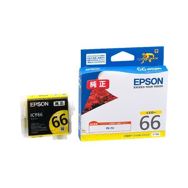 (まとめ) エプソン EPSON インクカートリッジ イエロー ICY66 1個  
