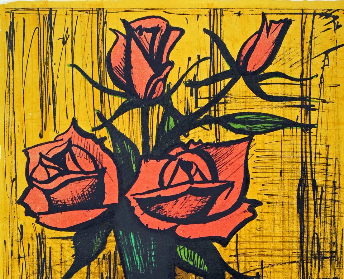 ベルナール ビュッフェ（Bernard BUFFET）「花瓶の中のバラ