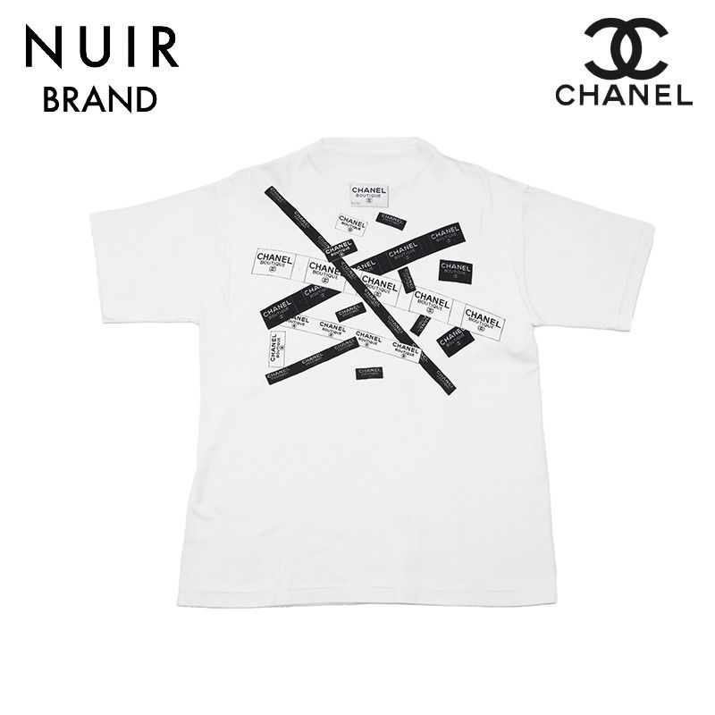 CHANEL シャネル ココマーク リボンプリント 半袖Tシャツ ホワイト