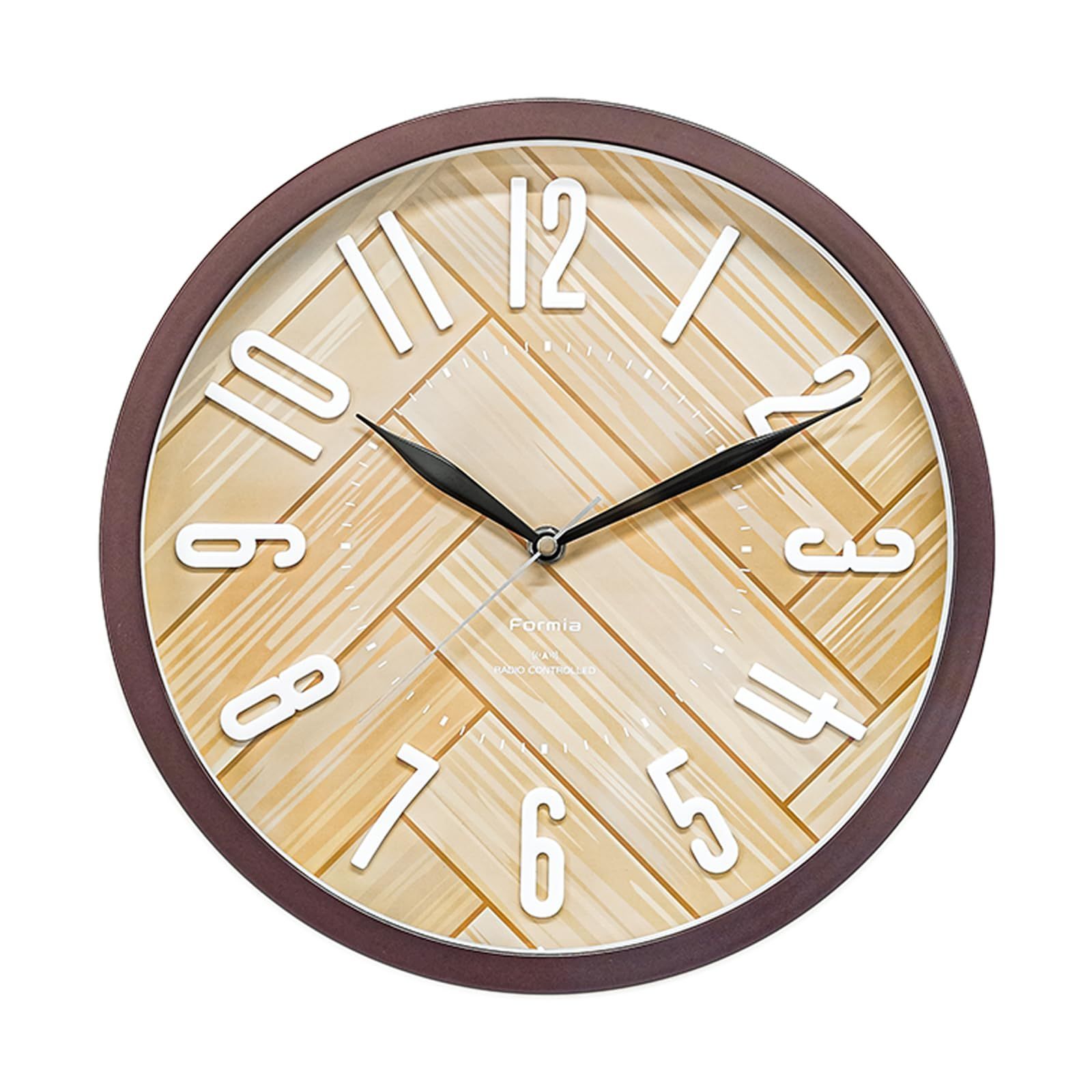Formia(フォルミア) 電波時計 掛け時計 インテリア掛時計 デザイン 夜間秒針停止 木目調 ポップ アナログ 保土ヶ谷電子販売 ブラウン HIC-008RC-BR