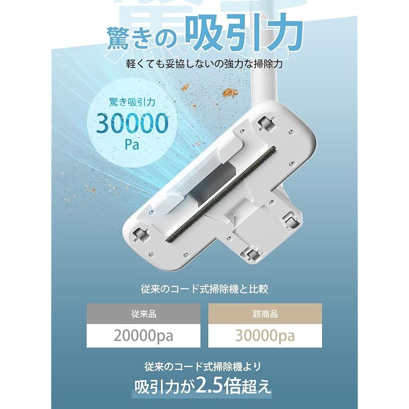 掃除機コード式 【2024革新モデル&30kpa強力吸引&超軽量＆3点ノズル付き】 コード式掃除機 6M電源コード掃除機 サイクロン 軽量 2WAYスティック掃除機 家庭 180°/90°回転 遠心分離 HEPA多重濾過 コンパクト ハンディ掃除機 卓上/本棚