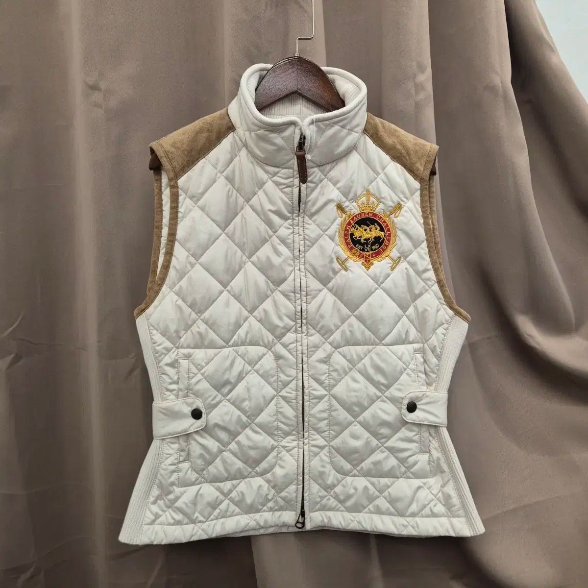 Ralph Lauren ラルフローレン スエード パッチ キルティング ベスト L