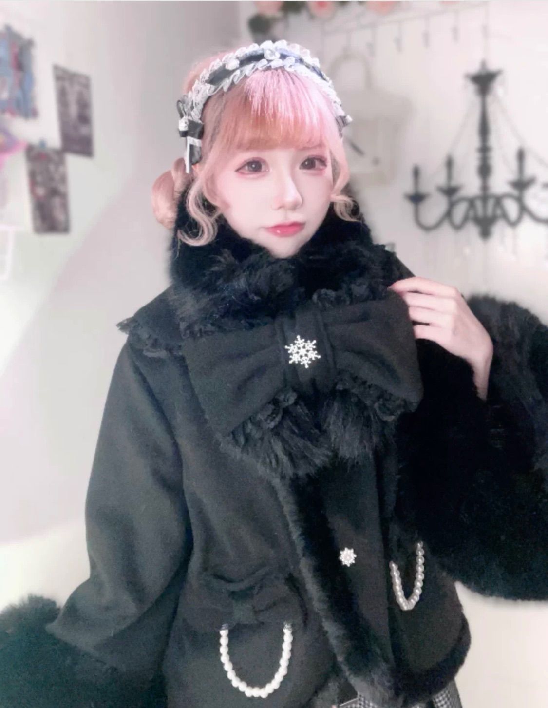 アンクルージュ　リボンファー付き ポンチョコート　ロリィタ 量産型 地雷系 アンクルージュ リボンファー付き ポンチョコート ロリィタ 量産型 地雷系