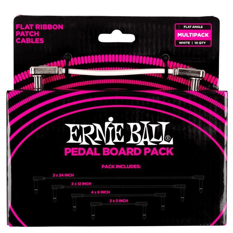 翌日配達！ ERNIE BALL 6387 FLAT RIBBON PATCH CABLES PEDALBOARD MULTI-PACK - WHITE パッチケーブル アーニーボール