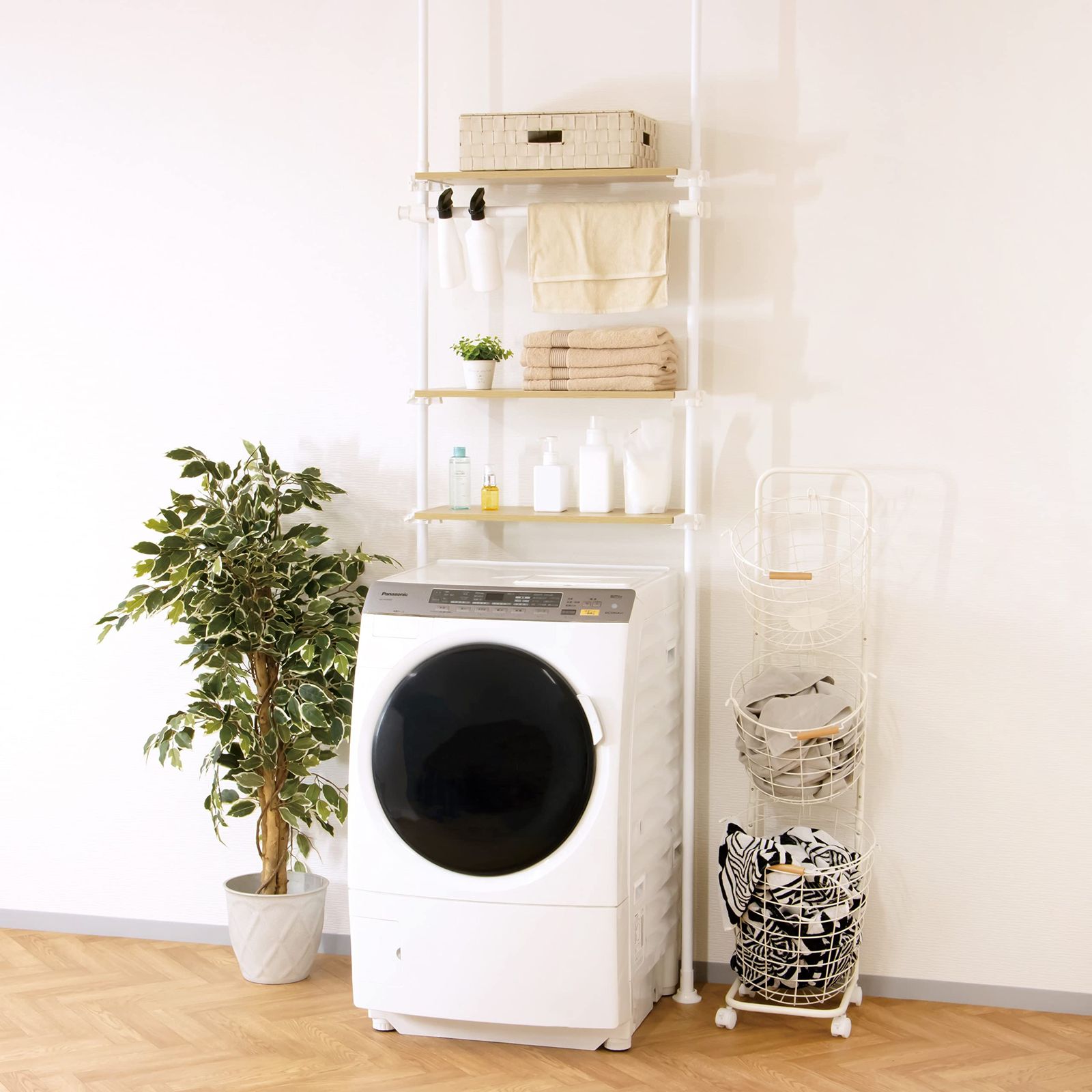 【驚きの低価格】 つっぱり棚 ハンガーラック 収納 オーク|ホワイト 70×24×270cm 武田コーポレーション 突っ張りデザインハンガーラック 70 T1-DR70WH 日本限定