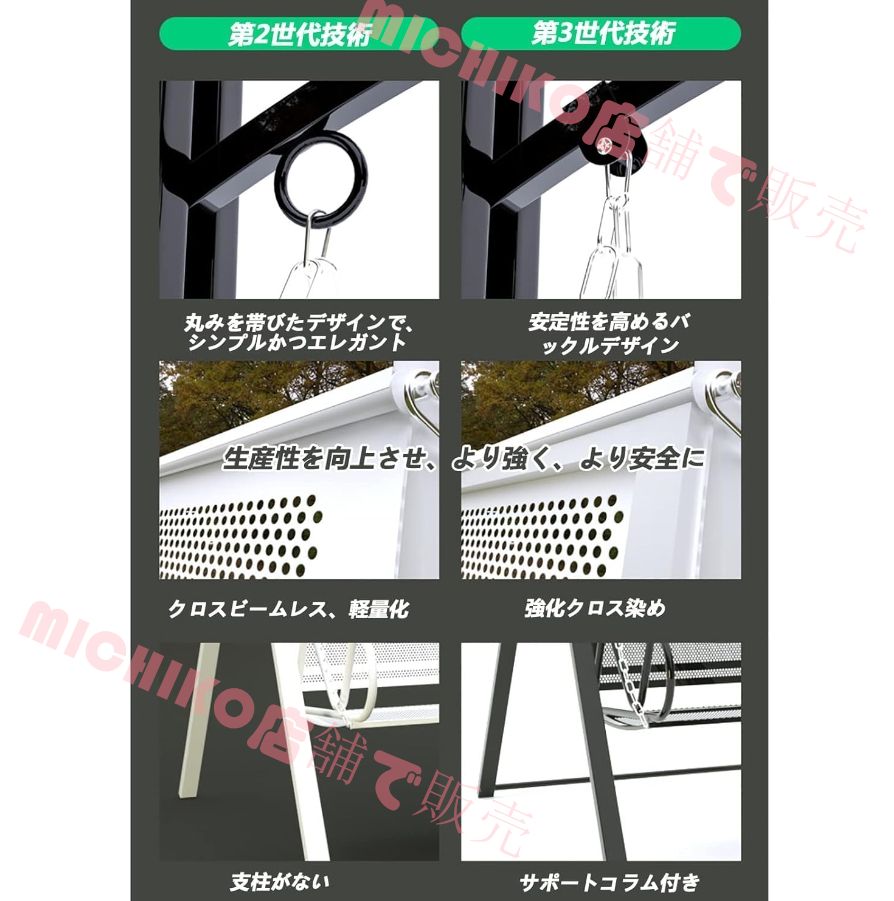 ブランコ 屋外 二人乗り 大人用 子供 おしゃれ フレーム 2人用パティオスイングチェア アイアンスイングロッキングチェア 屋外|室内 ガーデンスイングチェア 防水 日焼け止め テラス|ヴィラ|小さな庭 ブラック STEELWINDOWSANDDOORS_COM