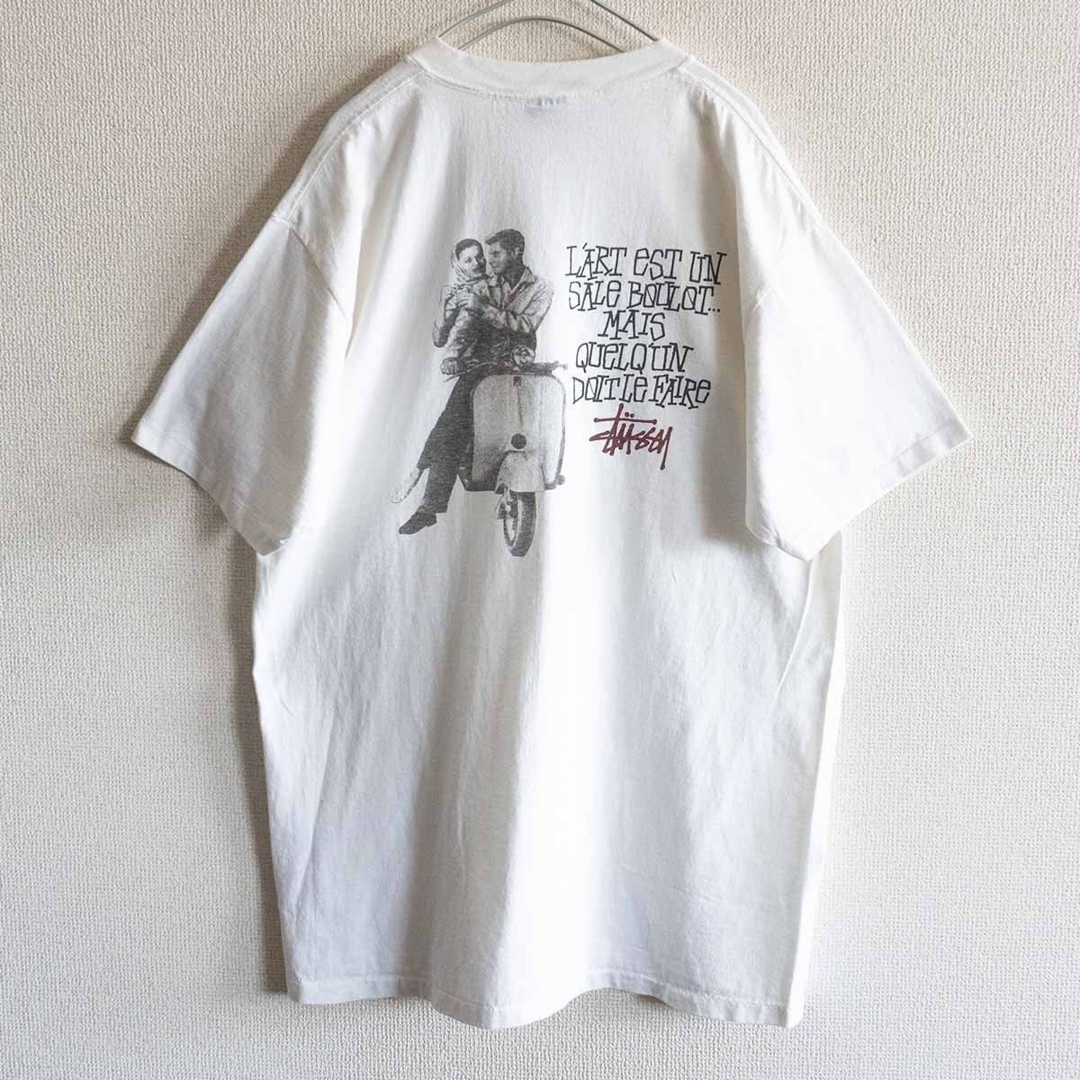 80s/USA製】STUSSY【ローマの休日 Tシャツ】L ステューシー OLD ホワイト オールド ベスパ フォトプリント 古着 u2404186  - メルカリ