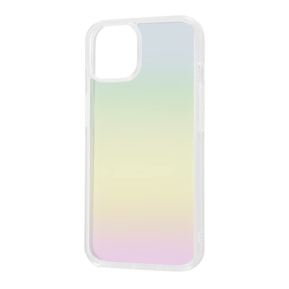 デジタルアルキミスト iPhone 14 ケース/iPhone 13 ケース クリア ケース ガラス x TPU ハイブリッド オーロラ レインボー レインボー 虹